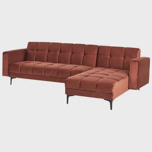 Beliani - ALNES - Hoekbank - Lichtrood - Linkszijdig - Polyester