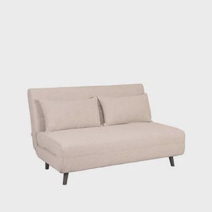 LABEL51 - Slaapbank Double - Naturel Boucle - Zwart Hout