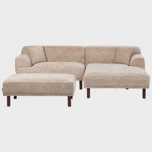 Beliani-HOLT-Hoekbank met ottomaan-Beige-Linkszijdig-Polyester