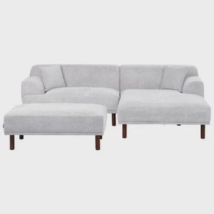 Beliani-HOLT-Hoekbank met ottomaan-Lichtgrijs-Linkszijdig-Polyester