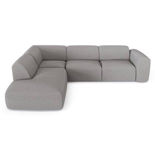 5-zits hoekbank breed links in lichtgrijze geweven stof