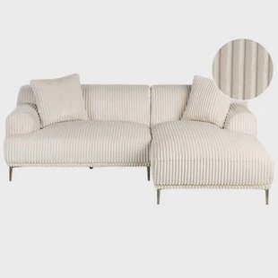 Beliani - STENUM - Hoekbank 3-zits - Wit - Linkszijdig - Corduroy