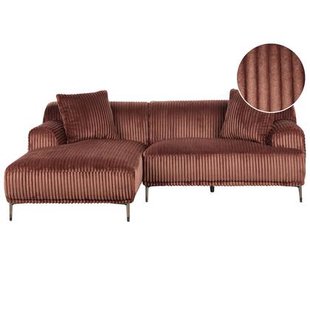 Beliani - STENUM - Hoekbank 3-zits - Bruin - Rechtszijdig - Corduroy