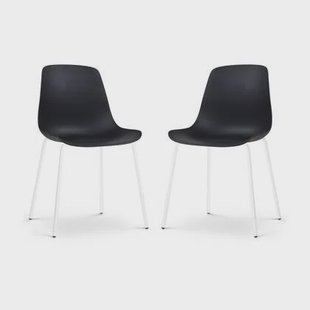 Nolon Nora-Pip Eetkamerstoelen Set van 2 - Zwart - Wit Onderstel