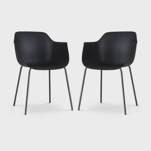 Nolon Nora-Puk Eetkamerstoelen Set van 2 - Zwart - Zwart Onderstel