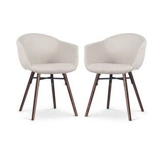 Nolon Nena-Otis eetkamerstoel beige - walnoot houten onderstel - set