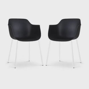 Nolon Nora-Puk Eetkamerstoelen Set van 2 - Zwart - Wit Onderstel