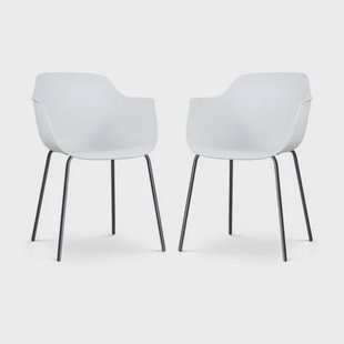 Nolon Nora-Puk Eetkamerstoelen Set van 2 - Wit - Zwart Onderstel