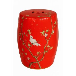 Fine Asianliving Keramische Kruk Rood Papegaai