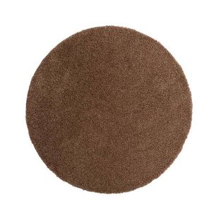 Tapeso Hoogpolig vloerkleed shaggy Trend effen rond - mokka - 80 cm