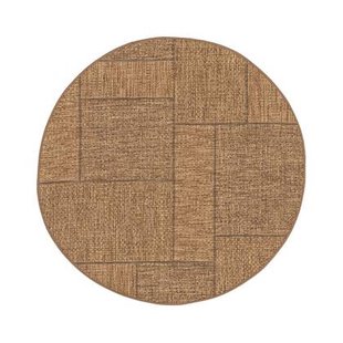 Tapeso Rond buitenkleed blokken - Twill Patch bruin - 120 cm
