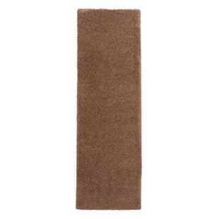 Tapeso Hoogpolige loper shaggy Trend effen - mokka - 80x250 cm