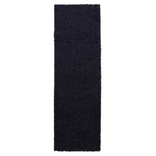 Tapeso Hoogpolige loper shaggy Trend effen - marineblauw - 80x250 cm