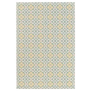 Tapeso Buitenkleed - Bubbly Tulip turquoise|geel - 160x230 cm