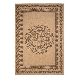 Tapeso Jute buitenkleed - Boho Mandala beige|zwart - 140x200 cm