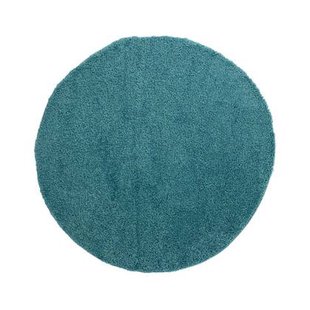 Tapeso Hoogpolig vloerkleed shaggy Trend effen rond - turquoise - 200