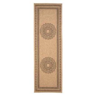 Tapeso Jute balkonkleed - Boho Mandala beige|zwart - 80x250 cm
