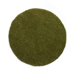 Tapeso Hoogpolig vloerkleed shaggy Trend effen rond - groen - 100 cm