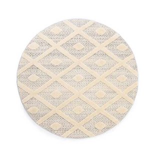 Tapeso Rond vloerkleed Scandinavisch - Fjord Reise grijs|crème - 80 cm