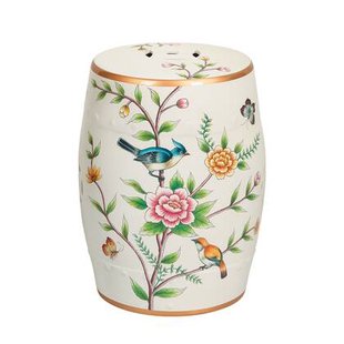 Fine Asianliving Keramische Kruk Wit Vogels