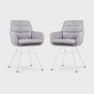 Nolon Noa-Mia Eetkamerstoelen Set van 2 - Grijs - Witte Poten