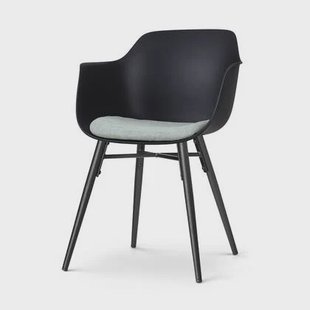 Nolon Nena-Liz Eetkamerstoel Zwart - Zacht Groen - Zwarte Houten Poten