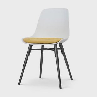 Nolon Nena-Liv Eetkamerstoel Wit - Okergeel - Zwarte Houten Poten