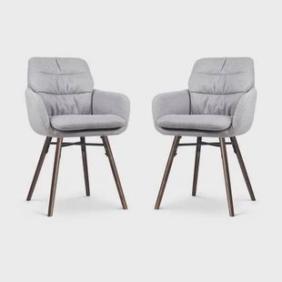 Nolon Nena-Mia Eetkamerstoelen Set van 2 - Grijs - Walnoot Hout