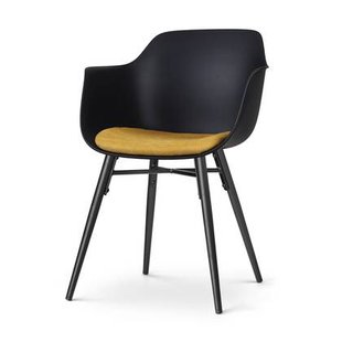 Nolon Nena-Liz Eetkamerstoel Zwart - Okergeel - Zwarte Houten Poten