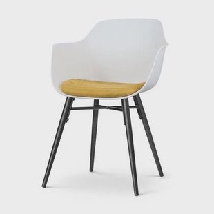 Nolon Nena-Liz Eetkamerstoel Wit - Okergeel - Zwarte Houten Poten