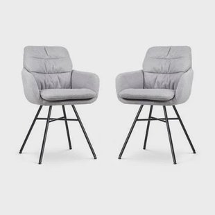 Nolon Noa-Mia Eetkamerstoelen Set van 2 - Grijs - Zwarte Poten