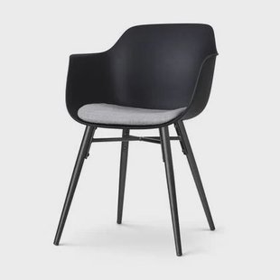 Nolon Nena-Liz Eetkamerstoel Zwart - Lichtgrijs - Zwarte Houten Poten