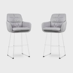 Nolon Nino-Mia Barkrukken Set van 2 - Grijs - Wit - 75 cm