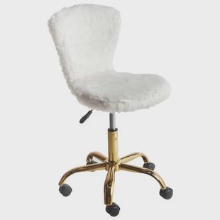 Beliani - MARGATE - Bureaustoel - Wit - Kunstbont