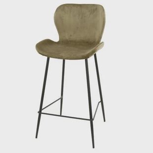 AnLi Style Barstoel velvet ronde buis - Velours champagne - set van 4