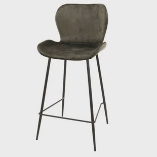 AnLi Style Barstoel ronde buis - Velours groen - set van 4