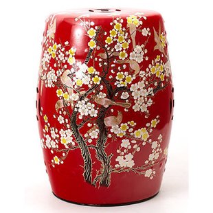 Fine Asianliving Keramische Kruk Rood Bloesems