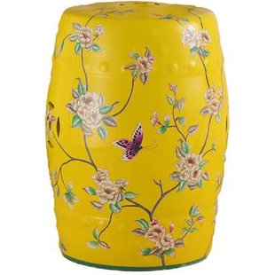 Fine Asianliving Keramische Kruk Geel Bloemen