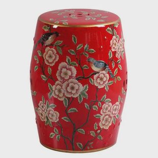 Fine Asianliving Keramische Kruk Rood Bloemen