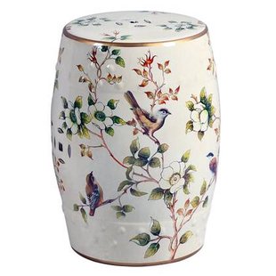 Fine Asianliving Keramische Kruk Wit Vogels