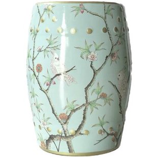 Fine Asianliving Keramische Kruk Blauw Papagaaien