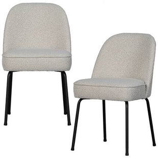 WOOOD Vogue Eetkamerstoelen - Bouclé - Naturel - Set van 2