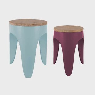 Leitmotiv - Kruk Set Double Funky - Soft blue & dark mauve