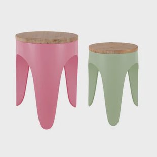 Leitmotiv - Kruk Set Double Funky - Tan rose & tea green