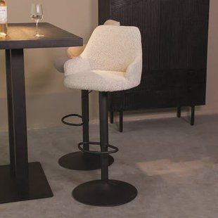 LABEL51 - Barkruk Fender - Champagne Boucle - Zwart Metaal