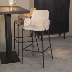 LABEL51 - Barkruk Joni Hoog - Creme Elegance - Zwart Metaal