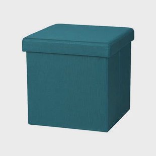 Urban Living poef|hocker|opbergbox - zeeblauw - mdf|stof - 38 x 38 cm
