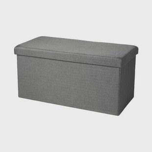 Urban Living poef|hocker|opbergbox - grijs - mdf - 76 x 38 x 38 cm