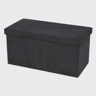 Urban Living poef|hocker|opbergbox - zwart - mdf - 76 x 38 x 38 cm