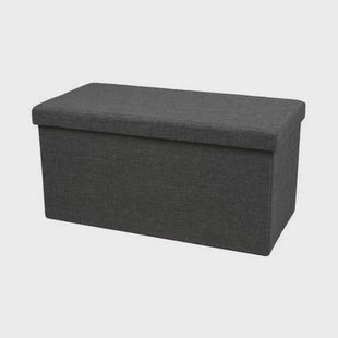 Urban Living poef|hocker|opbergbox - grijs - mdf - 76 x 38 x 38 cm